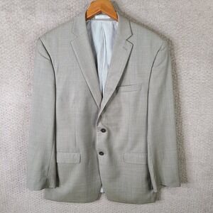 Calvin Klein Jacket Mens 42R Beige Blazer Wool Crosshatch 2 Button Suit Coat